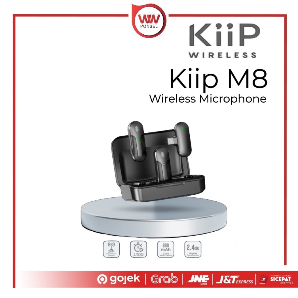 Jual KiiP Wireless M8 Microphone Portable Dual Mic Wireless Clip On 2
