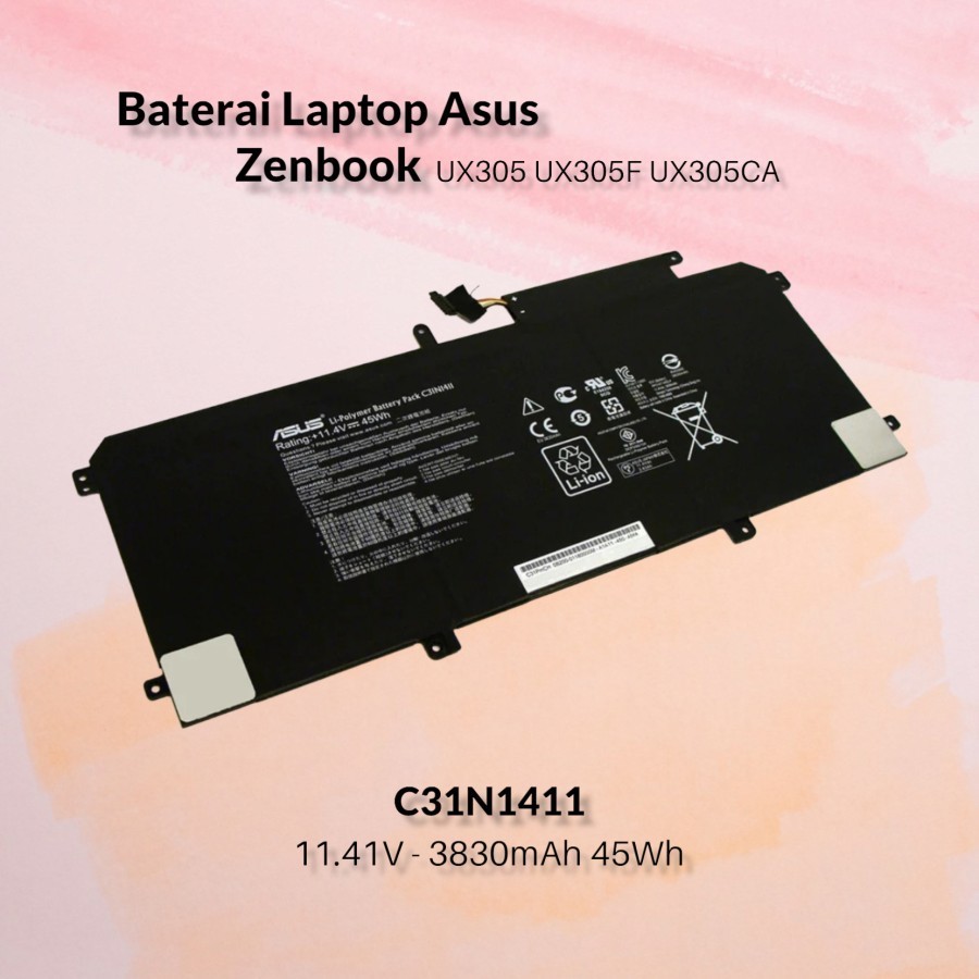 Batteria Chinoket C31N1411 Per ASUS ZenBook UX305: 45Wh, 3 Celle, Compatibile Con U305 E UX305F/CA