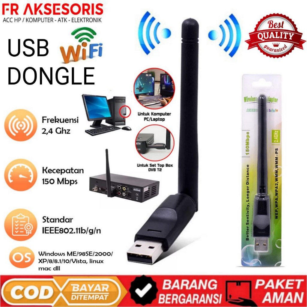 Jual USB Wifi Adapter MT7601 150 Mbps Dongle USB WiFi STB Dvb-T2 laptop ...