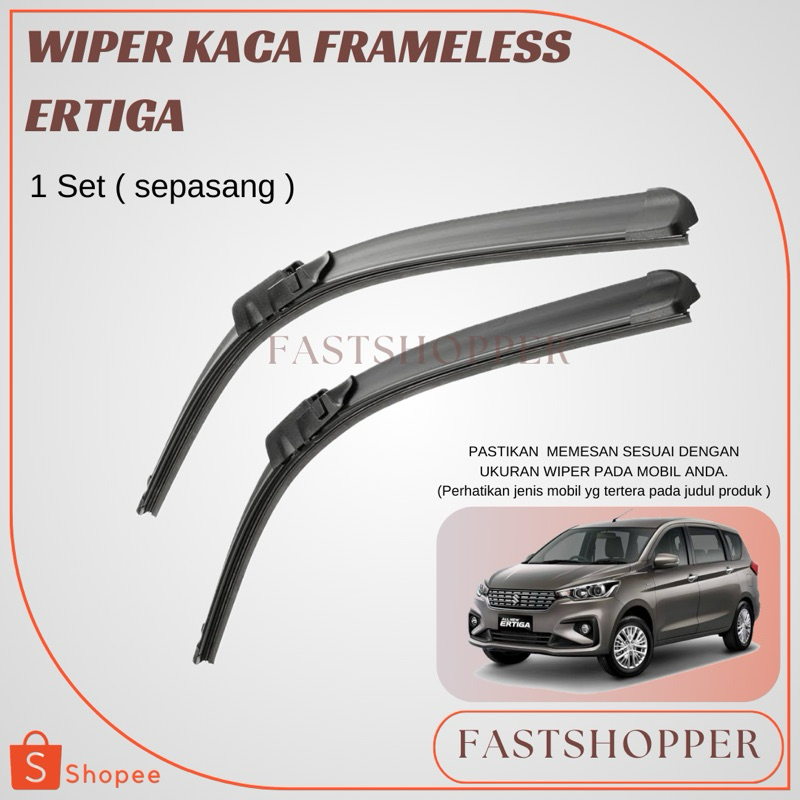 Jual WIPER MOBIL ERTIGA MODEL FRAMELESS PISANG 1 SET DAPAT 2 SUZUKI