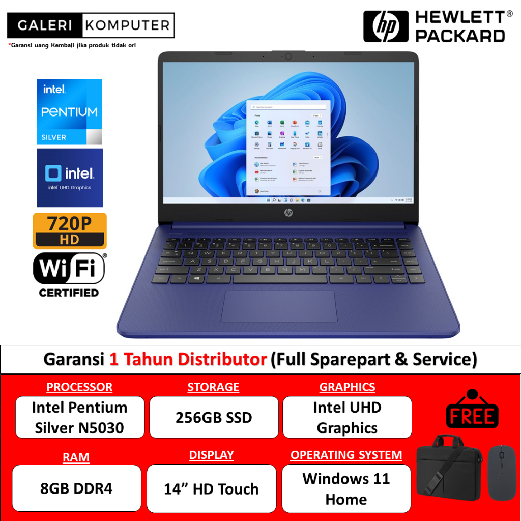 Jual Laptop HP 14S Intel Pentium N5030 8GB 256GB SSD Touchscreen ...