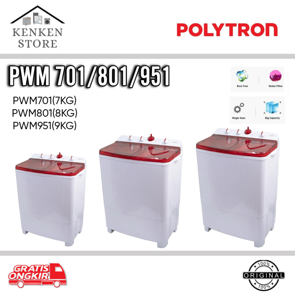 Jual MESIN CUCI POLYTRON 2 TABUNG PWM701(7KG)PWM-801(8KG)PWM-951(9KG ...