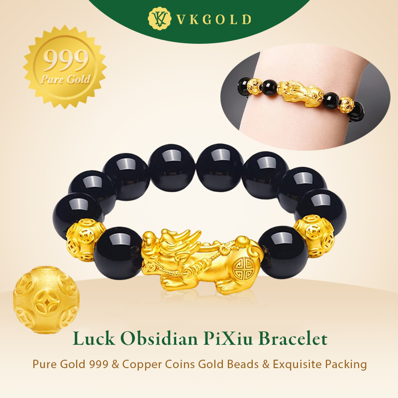 Cutewomen2020] Fashion Gold Color Pi Xiu Beads Bracelet Couple Bangle