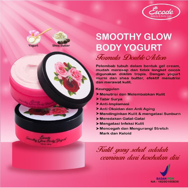 Jual ESCODE BODY YOGURT SMOOTHY GLOW 200 G | Shopee Indonesia