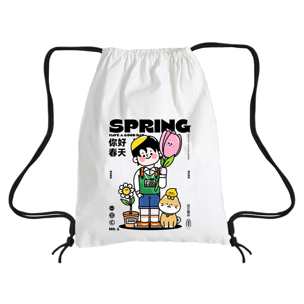 Jual Tas Serut Kece Aesthetic Karakter Cute Colour / Stringbag Untuk