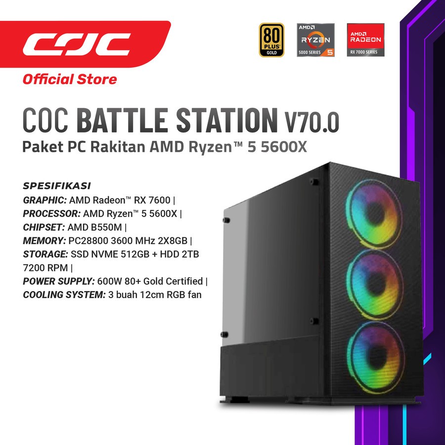 Jual COC BATTLE STATION V70 0 Paket PC Rakitan AMD Ryzen 5 5600X