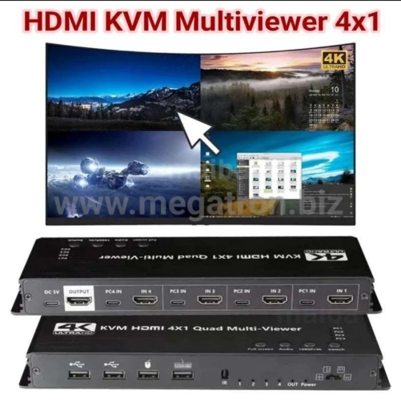 Jual HDMI KVM 4x1 Switch with Multiviewer - Support Multiple Mode ...