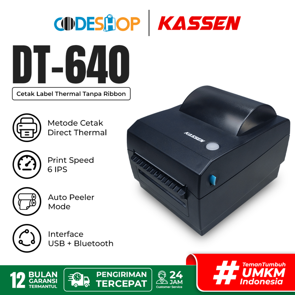 Jual Kassen Dt Printer Barcode Thermal Bluetooth Usb Shopee