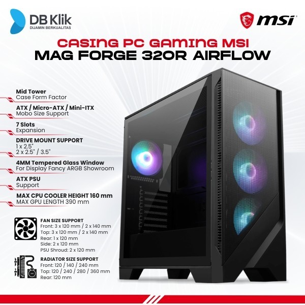 Jual Casing Gaming MSI MAG Forge 320R ATX Airflow ARGB | Shopee Indonesia
