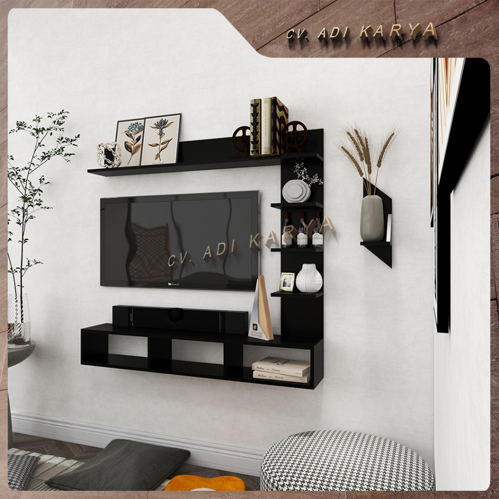 Jual Rak tv Tempel Dinding Minimalis 32-55 inch | Set Furniture Rak ...