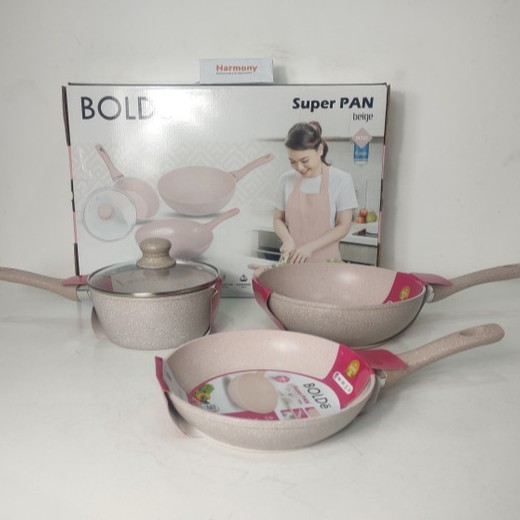 Jual Bolde Super Pan Granite 3+1 Pcs Set Beige Alat Masak Anti Lengket ...
