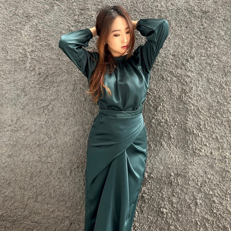 DYRA DRESS POLOS SATIN PREMIUM BAJU KONDANGAN SIMPLE ELEGAN DRESS PESTA  KEKINIAN LOOK