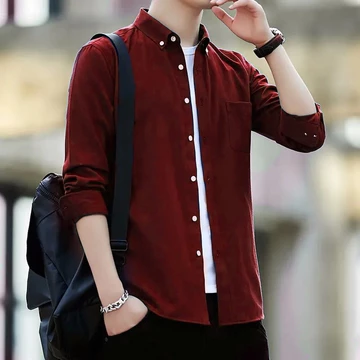 Baju Kemeja Pria Lengan Panjang Polos Abu Navy Hitam Maroon Putih Hem Cowok Keren Kantor