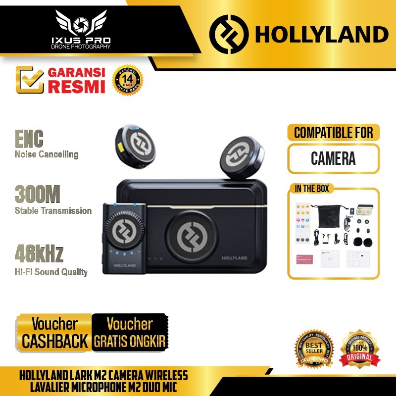 Jual Hollyland Lark M2 Camera Wireless Lavalier Microphone M2 Duo Mic ...