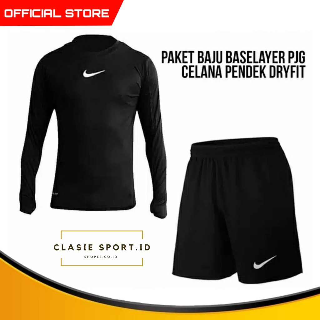 Jual Paket 2in Baju Manset Kolor Pria Setelan Olahraga Hitam Polos ...