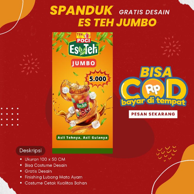 Jual Spanduk Es Teh Jumbo Banner Es Teh Poci Jumbo Ukuran X Cm Shopee Indonesia