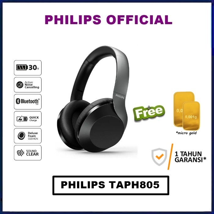 Jual Philips TAPH805 Noise Canceling Headphones Headset TAPH805NC ...