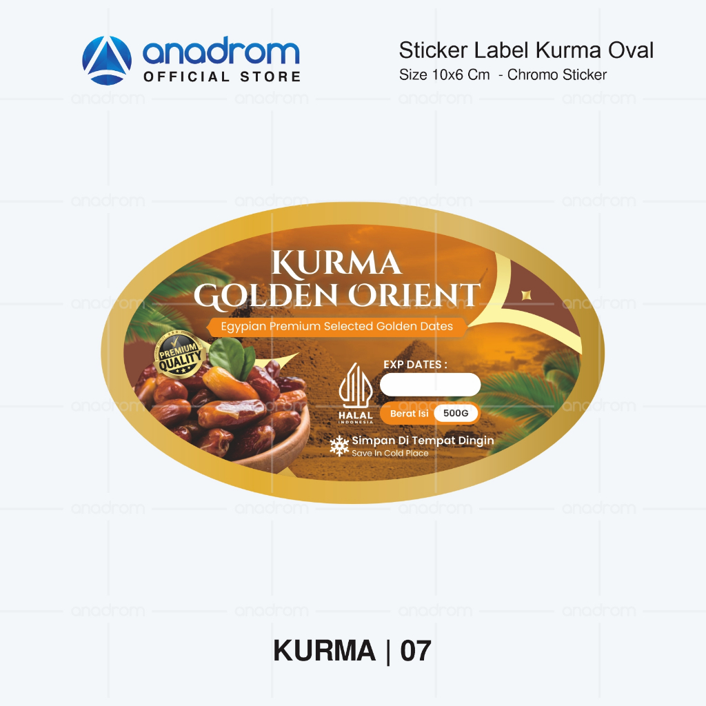 Jual Sticker Label Kurma Oval Sticker Kurma Sukari, Khalas, Ajwa
