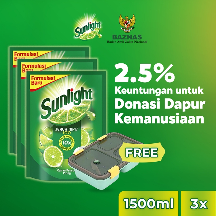 Jual Buy 3 Sunlight Lime 1500mL FREE Lunch Box | Shopee Indonesia