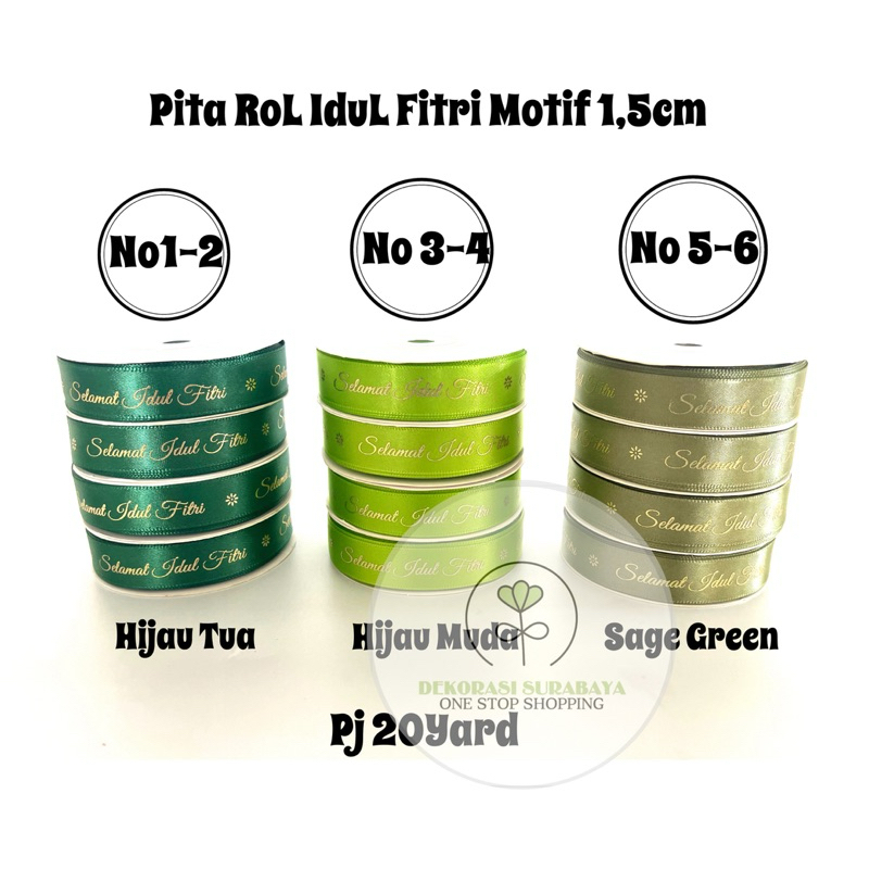 Dekorasi Lebaran Pita RoL IduL Fitri Motif 1,5cm / 2,5cm
