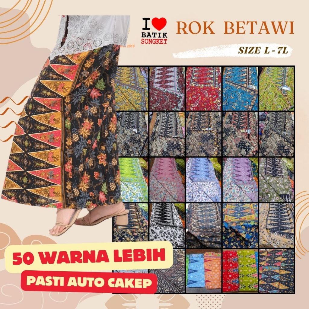 Jual Rok Batik Betawi Encim All Size Tumpal Motif Ondel Kebaya Modern Jumbo Span Shopee Indonesia 6003