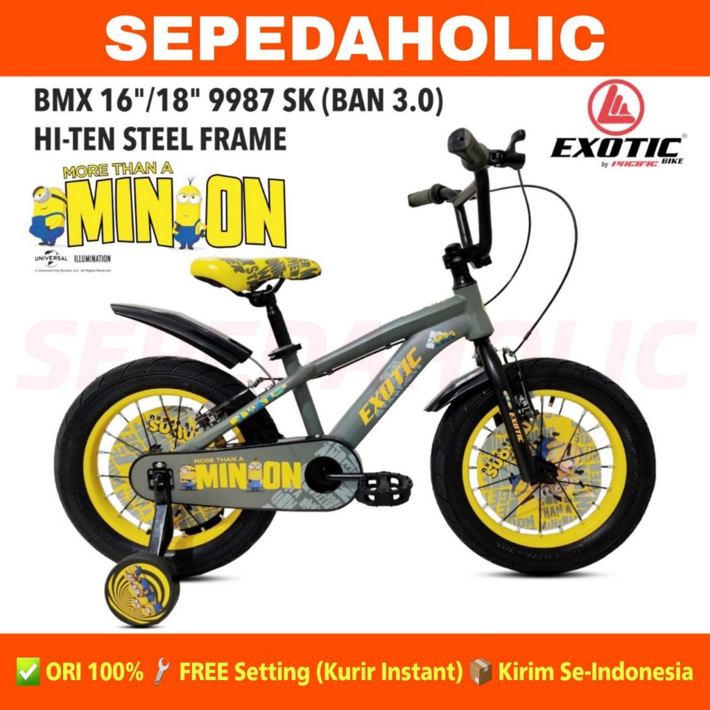 Jual Sepeda Anak Laki BMX EXOTIC 9788 SK MINIONS MINION Ukuran 16 & 18 ...