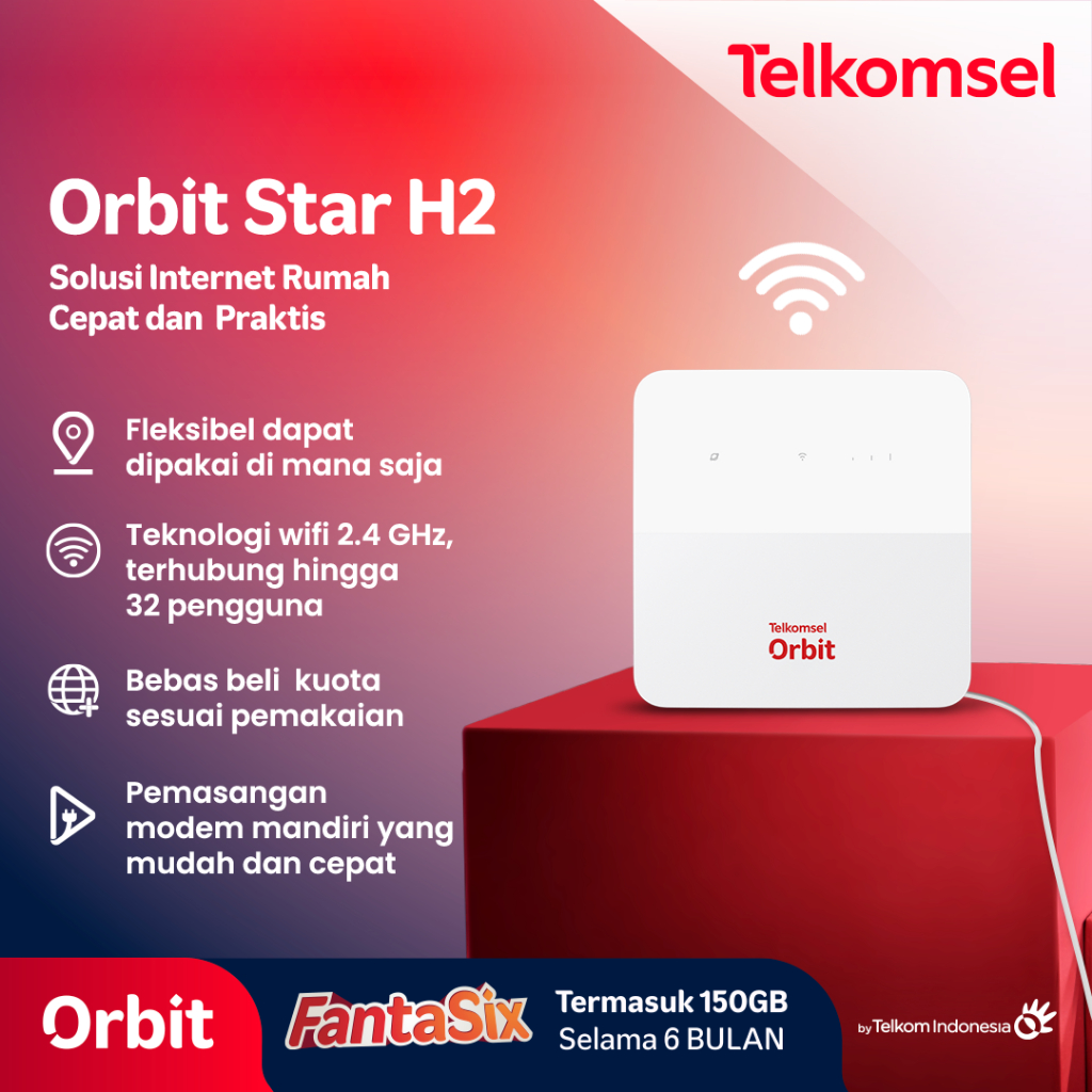 Jual Telkomsel Orbit Star H2 Modem WiFi 4G High Speed Bonus Data