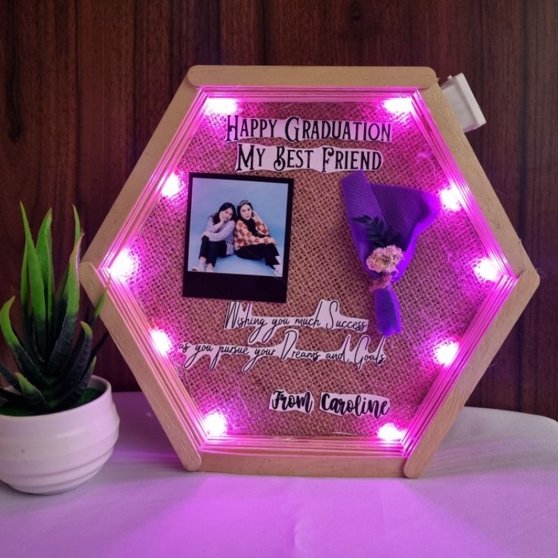 Jual Hexagonal frame Led custom Graduation / gift graduation / kado ...