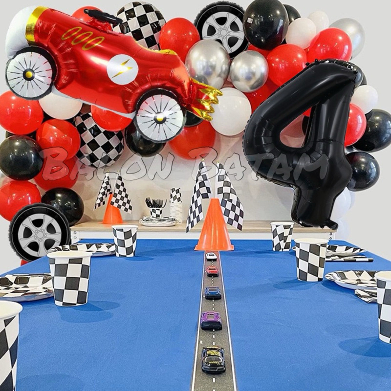 Jual 98pcs Paket Balon Racing merah Putih Angka Jumbo 100cm | Shopee ...