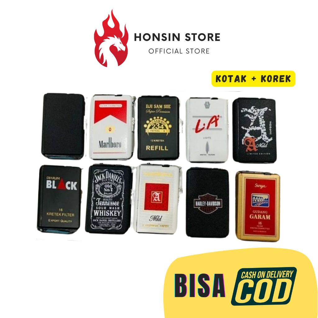 Jual Kotak Rokok Plus Korek Kotak Penyimpanan Rokok Dengan Korek Api ...