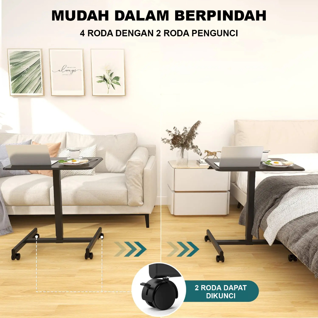 Jual Meja Laptop Roda Minimalis Adjustable 75 - 120 CM Multifungsi ...
