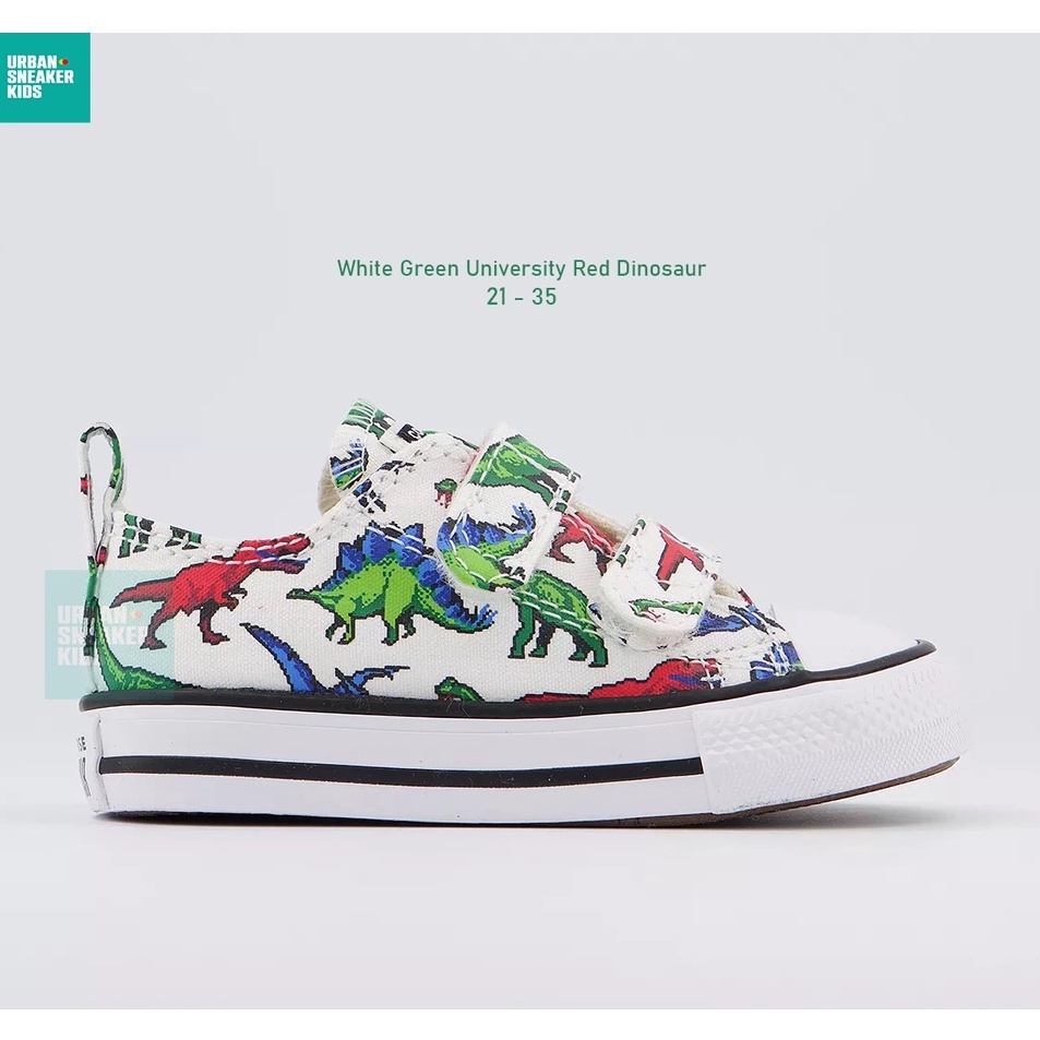 Jual Berkualitas Sepatu Anak Converse All Star 2vlace Trainers White Green University Red Dinosaur Urban Sneaker Kids Shopee Indonesia