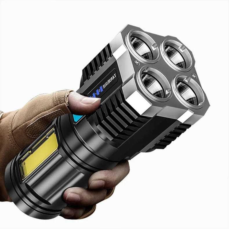 Jual Senter 4 LED waterproof super terang COB Light 4 mode senter LED ...