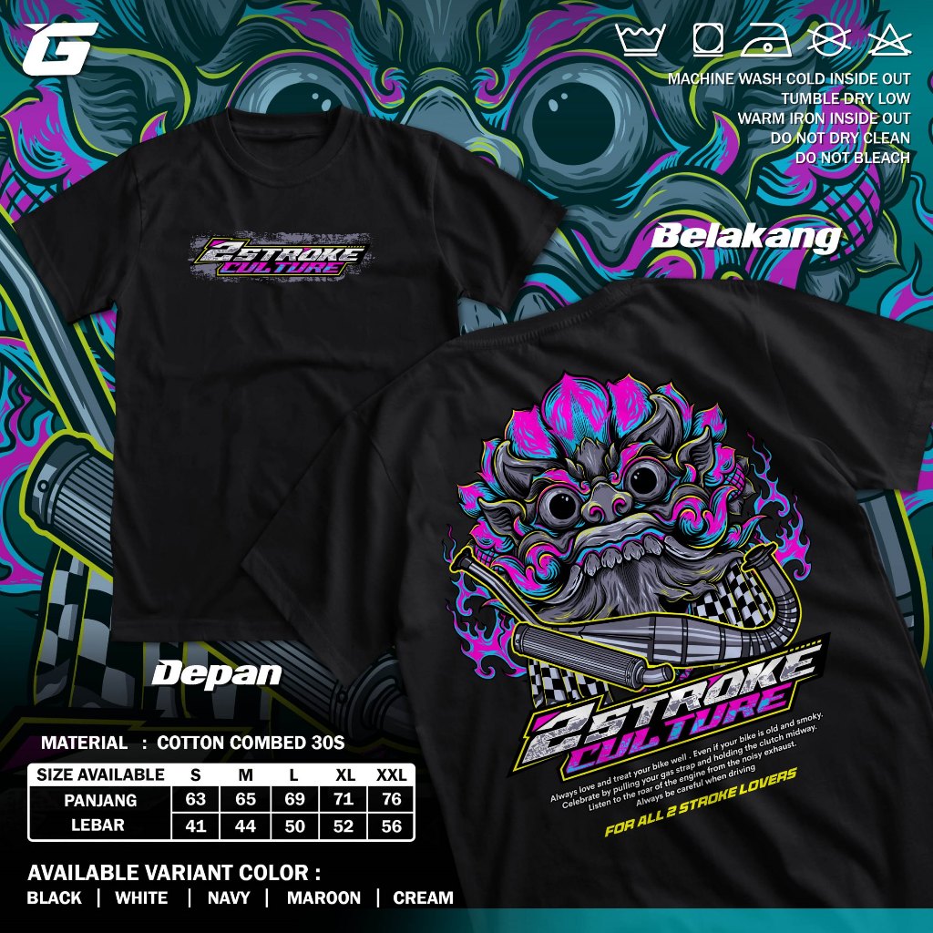 Jual Kaos Racing 2 Stroke Lover X Barong Culture Indonesia Series Baju