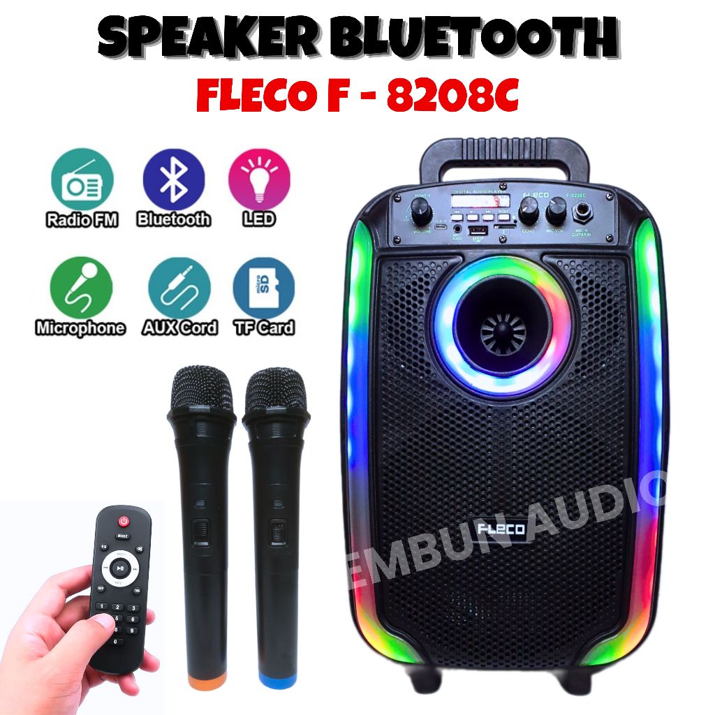 Fm Radio Polaroid Karaoke Speaker Speaker Bluetooth 8inch LED Free