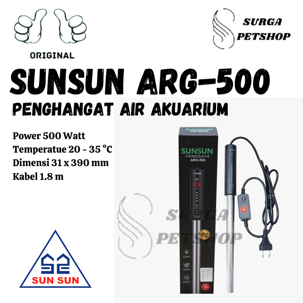 Jual SUNSUN ARG 500 Penghangat Air Akuarium Kolam Ikan ARG500 Water