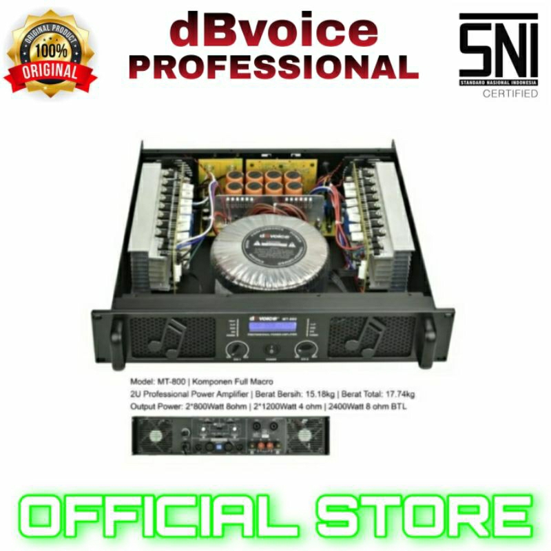 Jual power amplifier 2 channel db voice mt 800 power amplifier class h