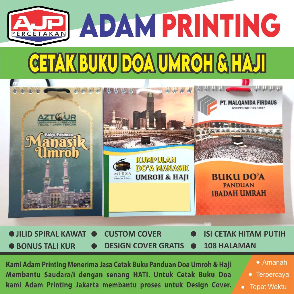 Jual Buku Doa Dan Dzikir Ibadah Umroh & Haji Custom + Tali Kur (Spiral ...