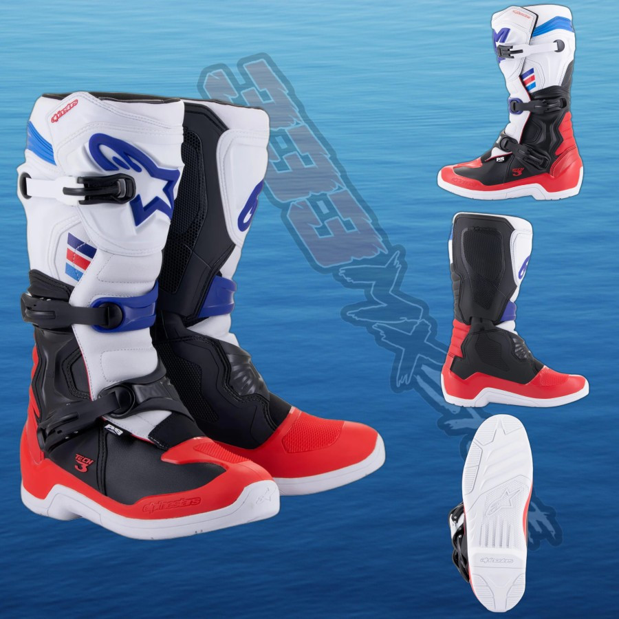 Jual Boots Alpinestars Tech 3 White Bright Red Dark Blue Sepatu Boots ...