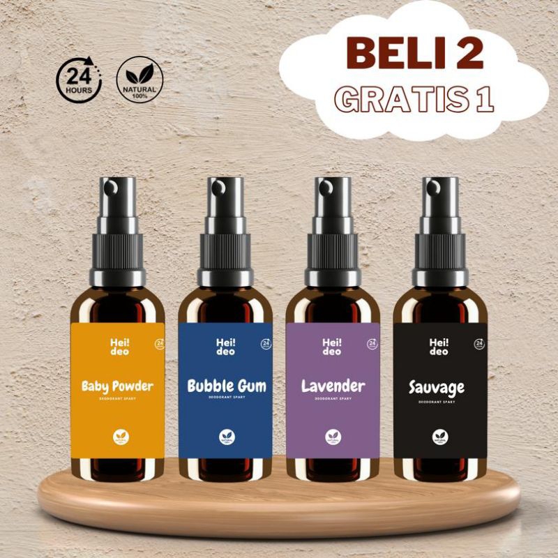 Jual BUY 2 GET 1 FREE Hei!Deo Spray Tawas 60ml / Deodorant Alami Non ...