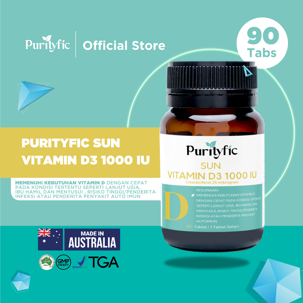 Jual (Official) Purityfic Sun Vitamin D3 1000 IU 90 Tablet Vitamin
