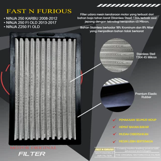 Filter Udara Stainless Ninja 250 Karbu FI Z250 || Filter Udara Stainless Fast N Furious Ninja 250