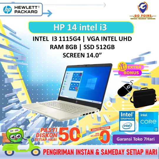 Jual Laptop HP 14 Intel I3 1115G4 RAM 8GB SSD 256GB Win | Shopee Indonesia