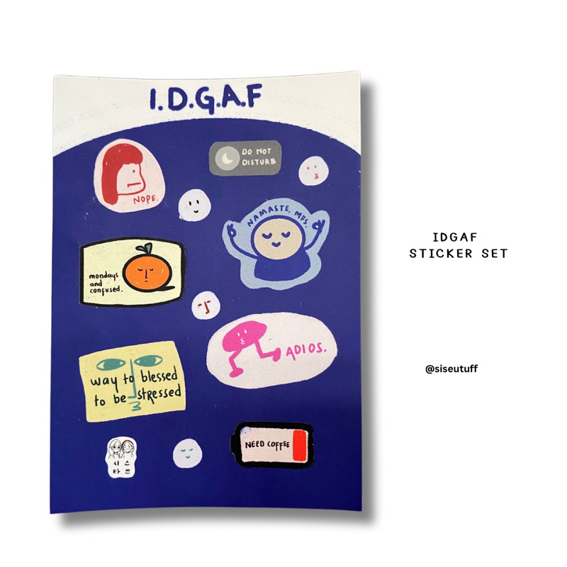 Jual IDGAF STICKER SET BY SISEUTUFF | Shopee Indonesia