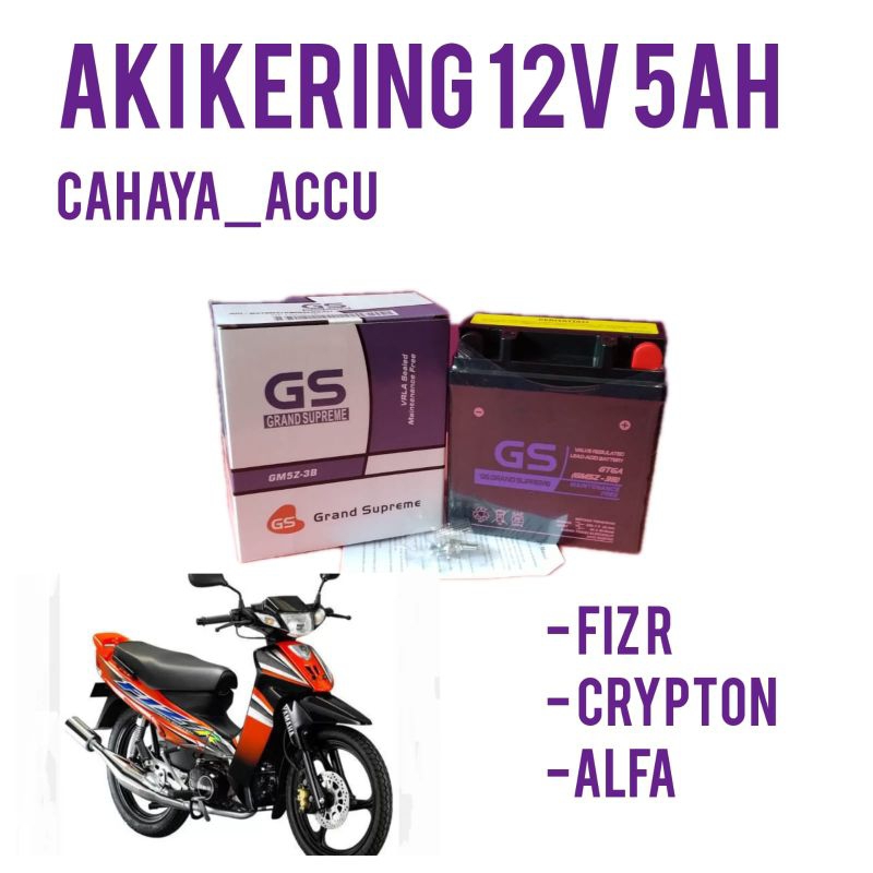 Jual Aki motor fiz r, crypton, alfa aki gs grand supreme gm5z-3b aki ...