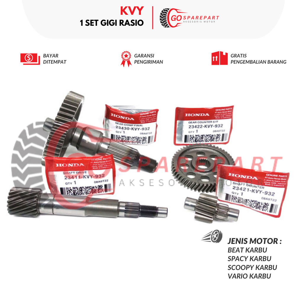 Jual (HONDA) 1 SET KOMPLIT GIGI RASIO BEAT KARBU KVY / AS PULLY SPACY ...