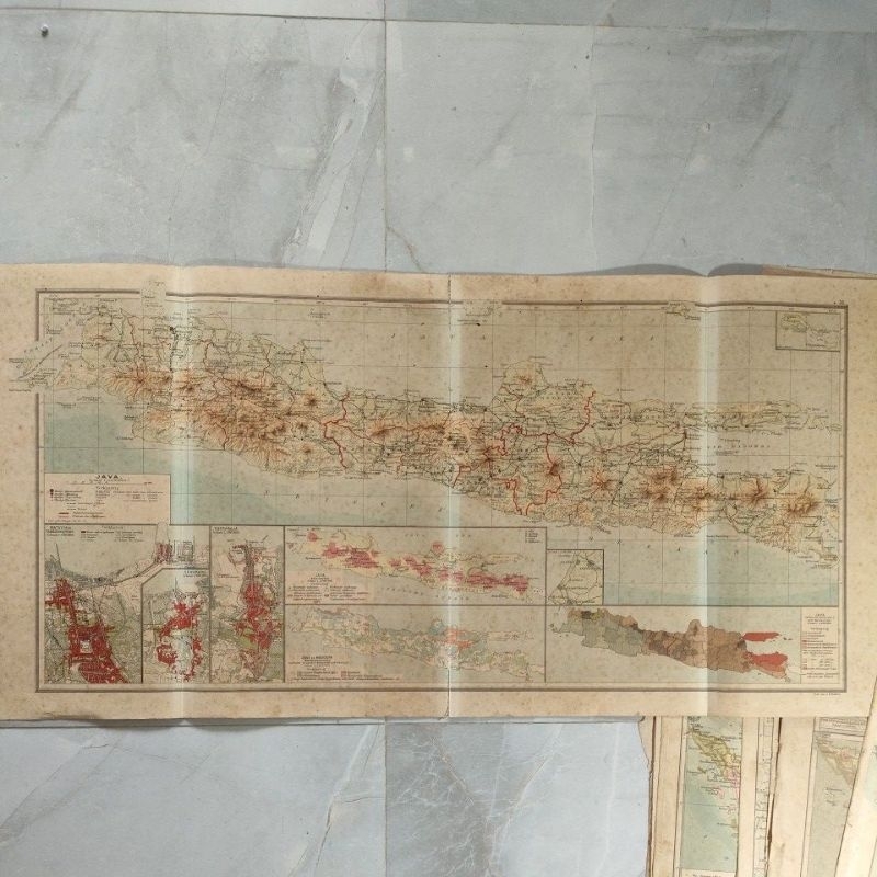 Jual Peta Kuno Pulau Jawa Tahun 1930 Original Old Maps Java Madura ...