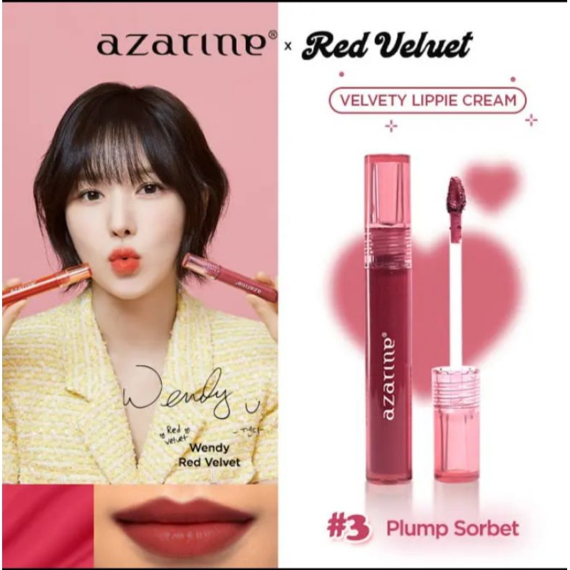 Jual (Azarine x Red Velvet ) Velvety Lippie Cream Lightweight Lip ...