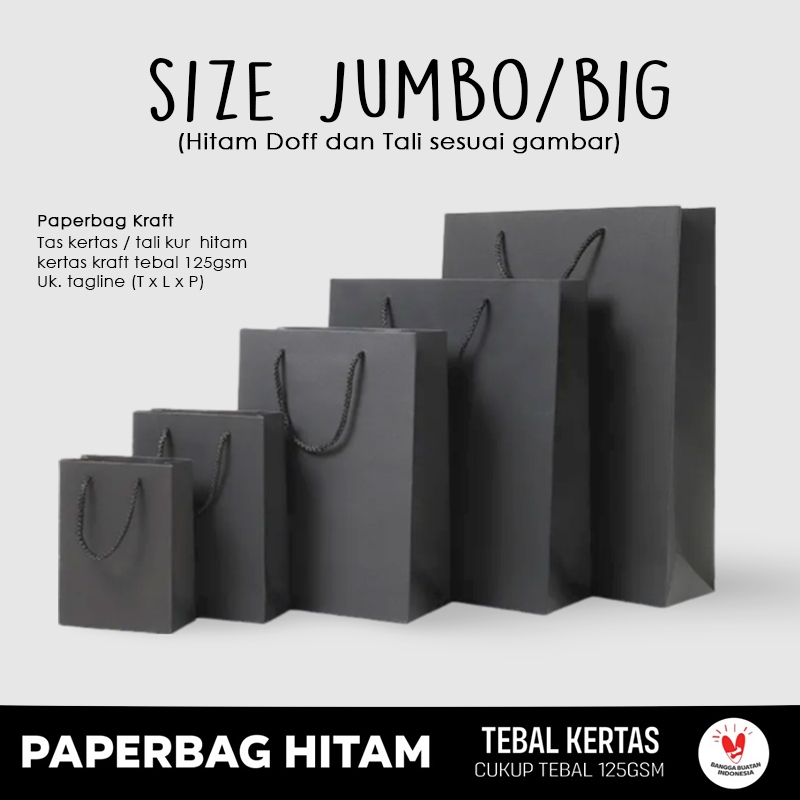 Jual Paper Bag Hitam (ALL SIZE JUMBO) Paper Bag Kado Packing Baju, Kaos ...