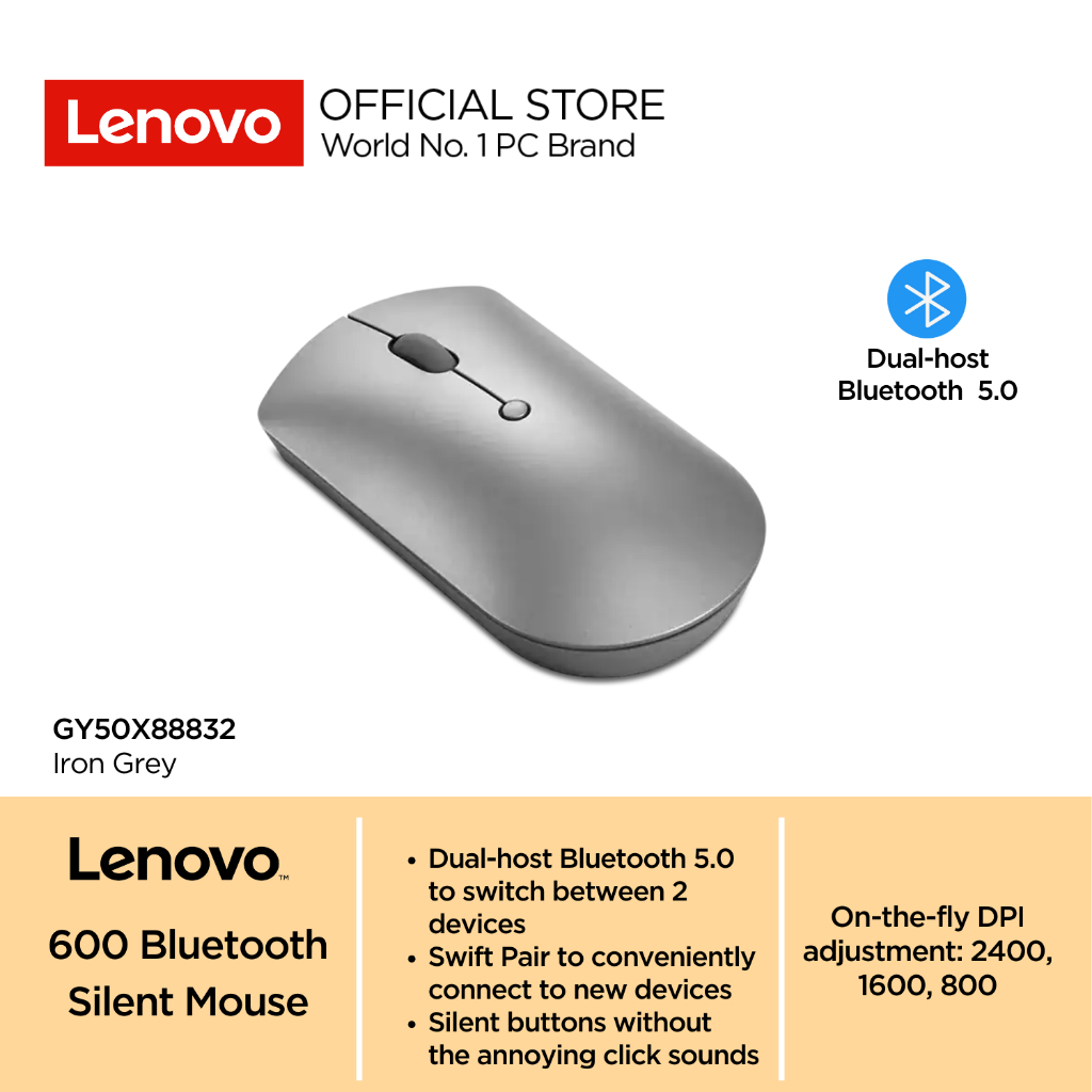 Lenovo 600 Bluetooth Silent Mouse(Iron Grey)